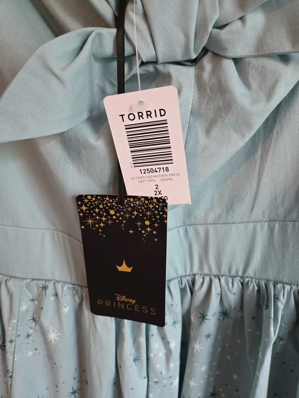 Disney Cinderella Fairy Godmother Tie-Front Midi Dress Skater Dress 2X 18/20 - Picture 6 of 6